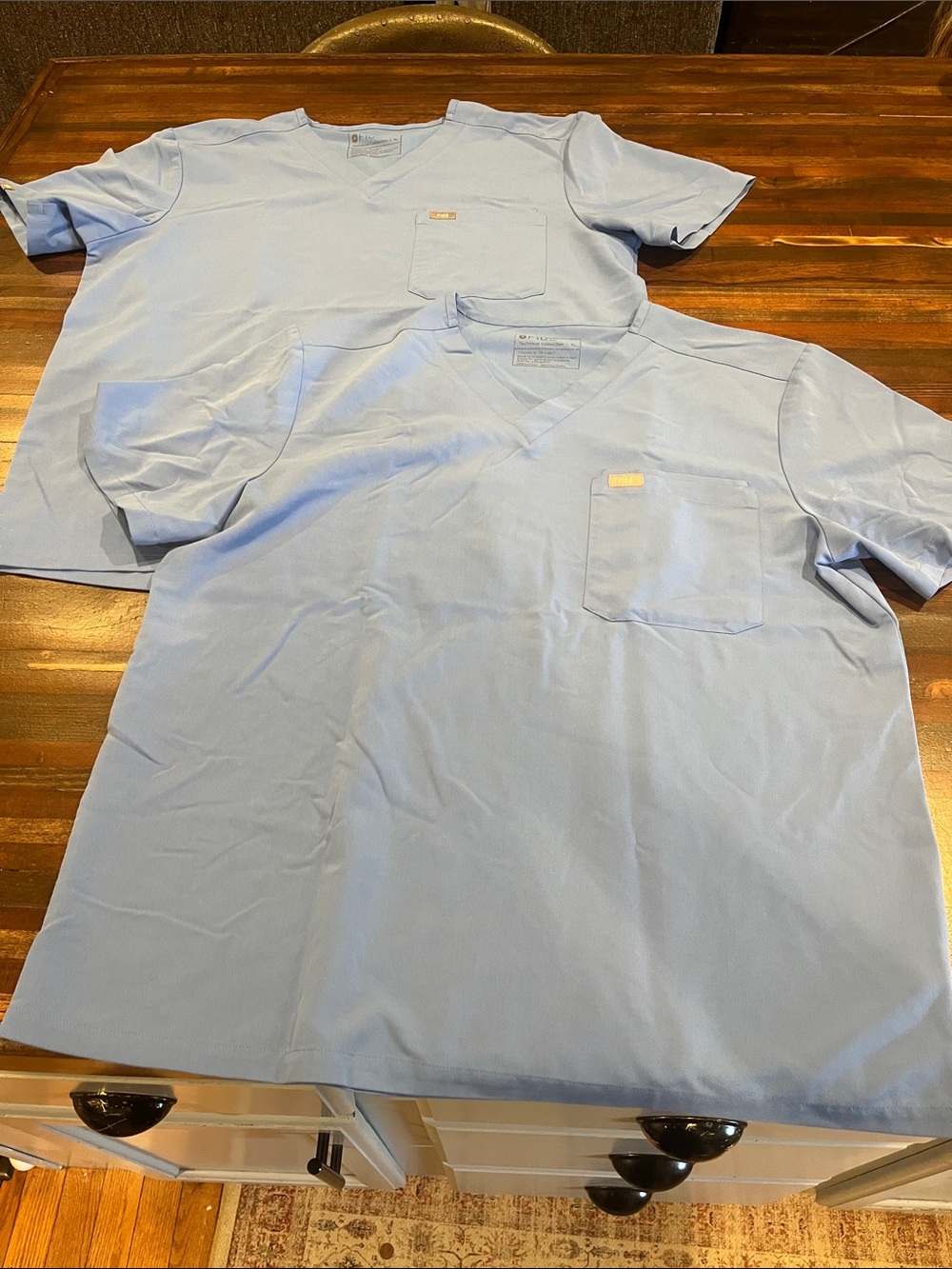 2 Men's Light Blue figs V-Neck Scrub Top - Classic Pocket XL
